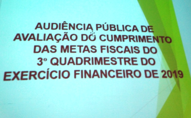 Prefeitura realiza audiência pública sobre relatório do 3º quadrimestre de 2019.