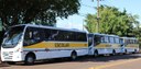 Vereadores participam da entrega de três ônibus para o transporte escolar.